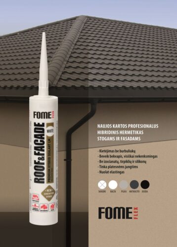 „Fome Flex ROOF & FAÇADE“ – sandarinimo sprendimas konstrukcinėms ir išsiplečiančioms siūlėms fasaduose, stoguose, pėsčiųjų takuose