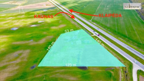 Parduodamas komercinės paskirties sklypas pirmoje eilėje šalia magistralės