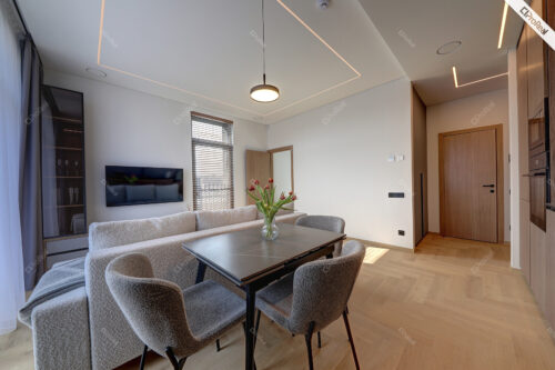 Nuomojamas modernus, aukštos kokybės apdailos, dar negyventas 2 kambarių butas naujame kvartale